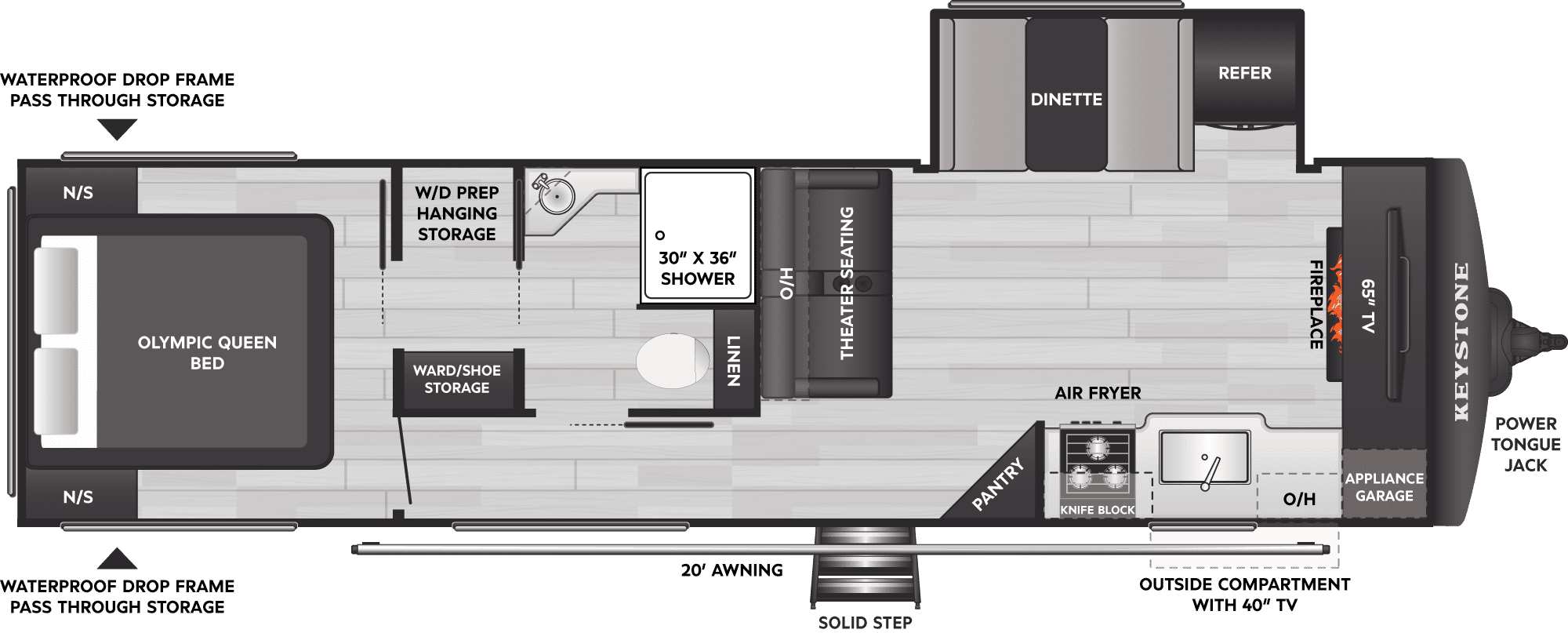 2026 Keystone Hideout MAX 29HAVEN floorplan diagram